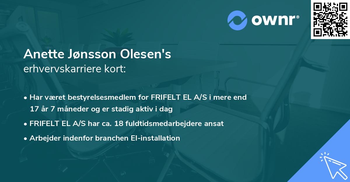 Anette Jønsson Olesen's erhvervskarriere kort