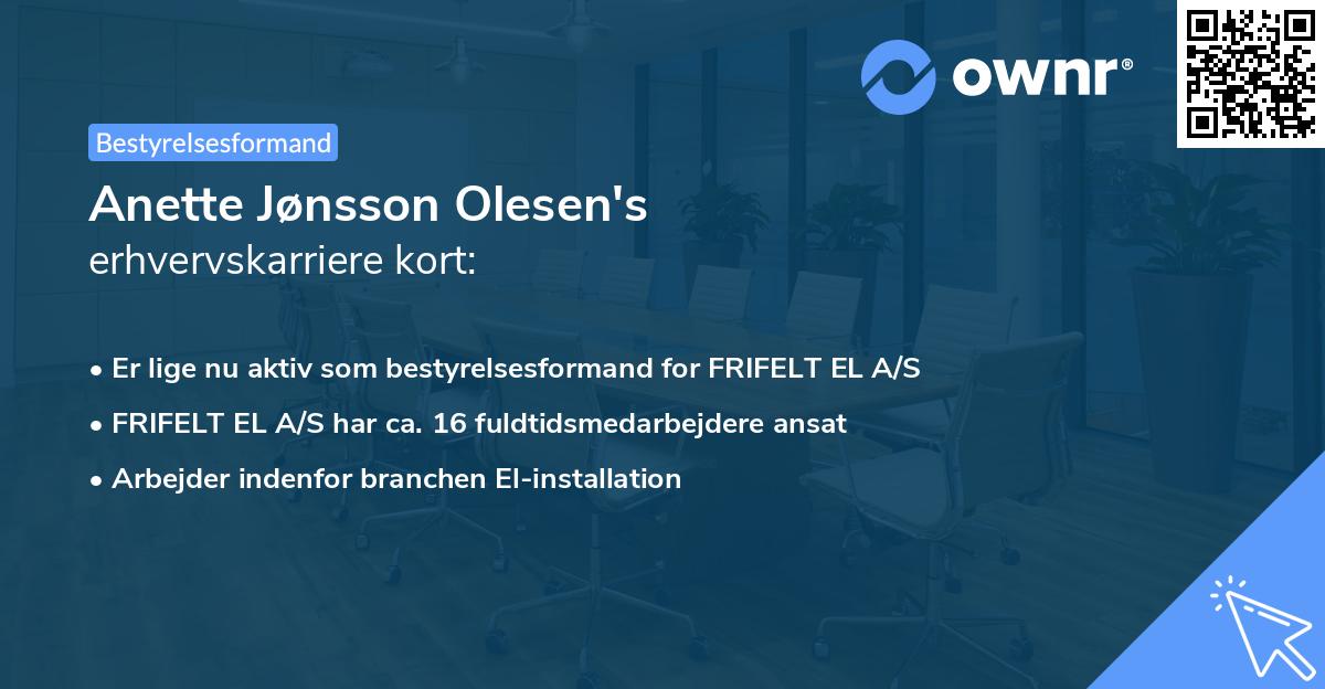 Anette Jønsson Olesen's erhvervskarriere kort