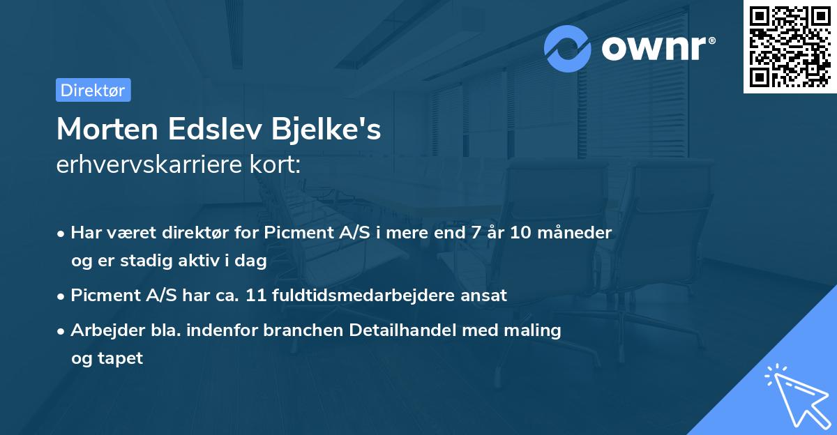 Morten Edslev Bjelke's erhvervskarriere kort
