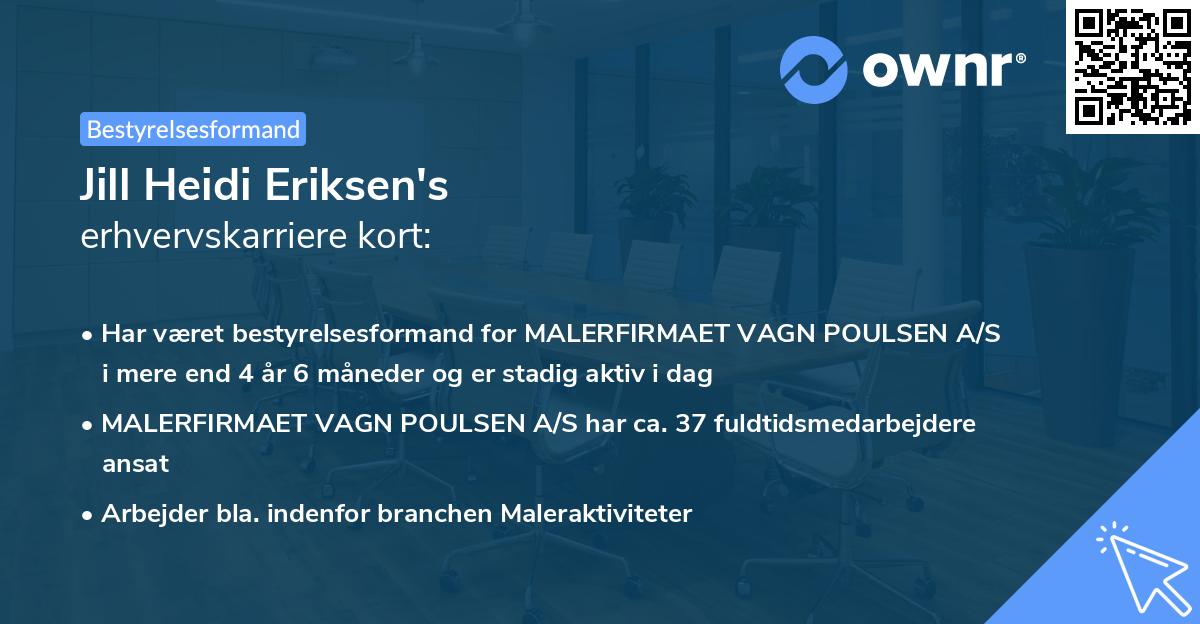 Jill Heidi Eriksen's erhvervskarriere kort