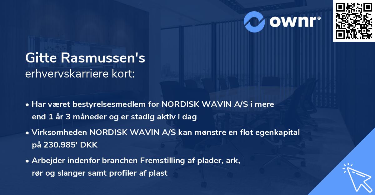 Gitte Rasmussen's erhvervskarriere kort