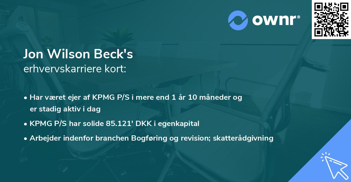 Jon Wilson Beck's erhvervskarriere kort