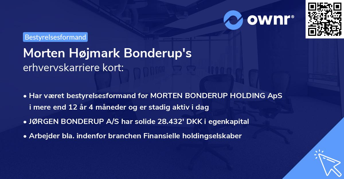 Morten Højmark Bonderup's erhvervskarriere kort