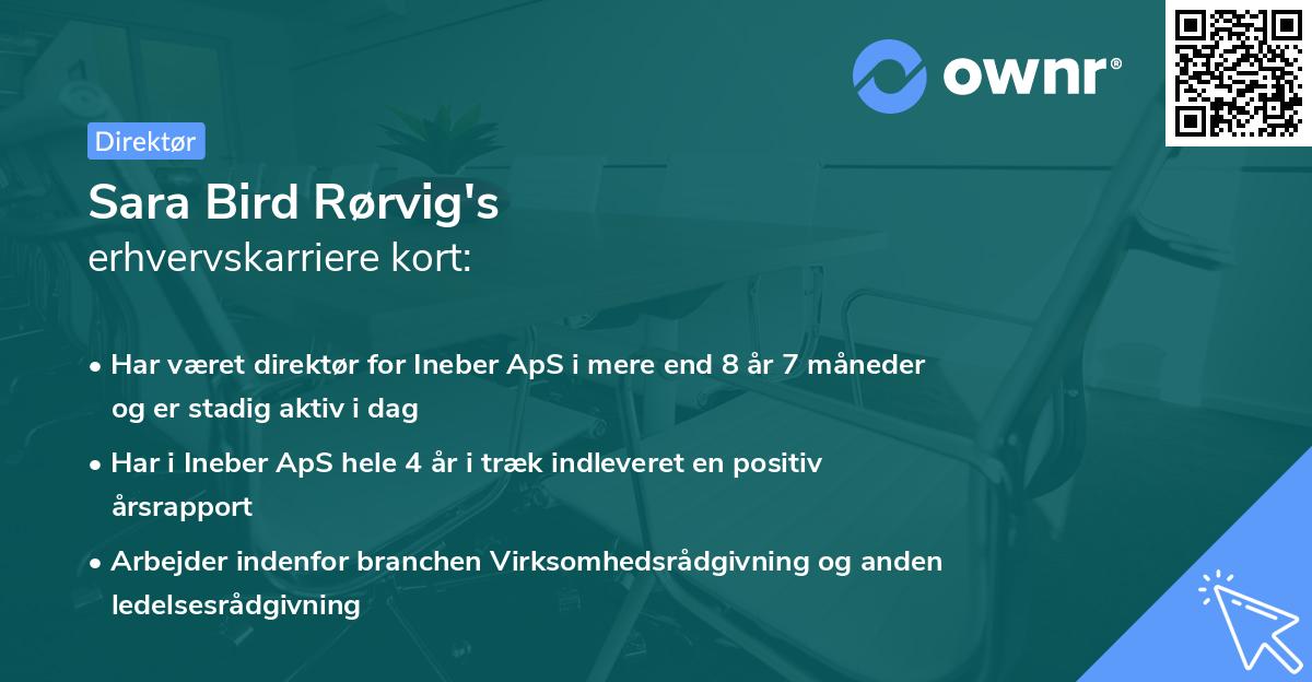 Sara Bird Rørvig's erhvervskarriere kort