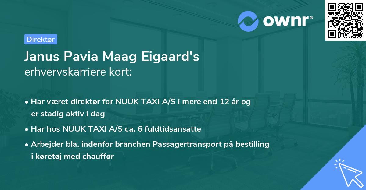 Janus Pavia Maag Eigaard's erhvervskarriere kort