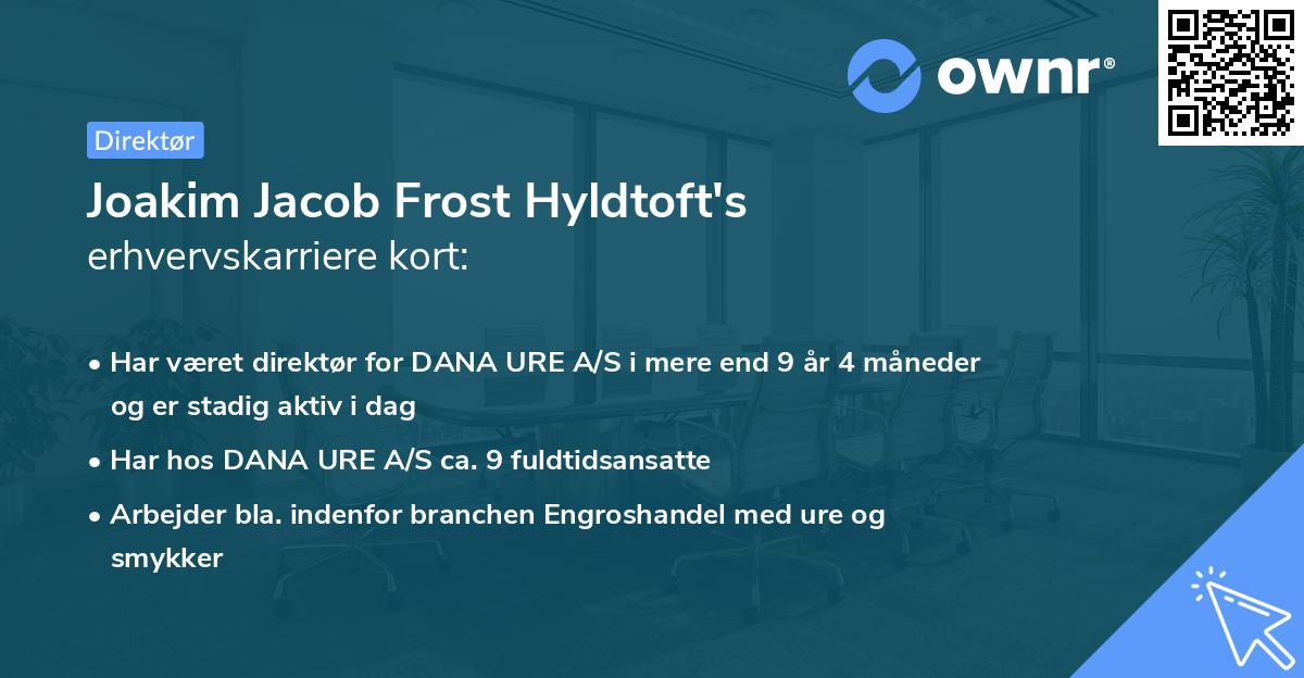Joakim Jacob Frost Hyldtoft's erhvervskarriere kort