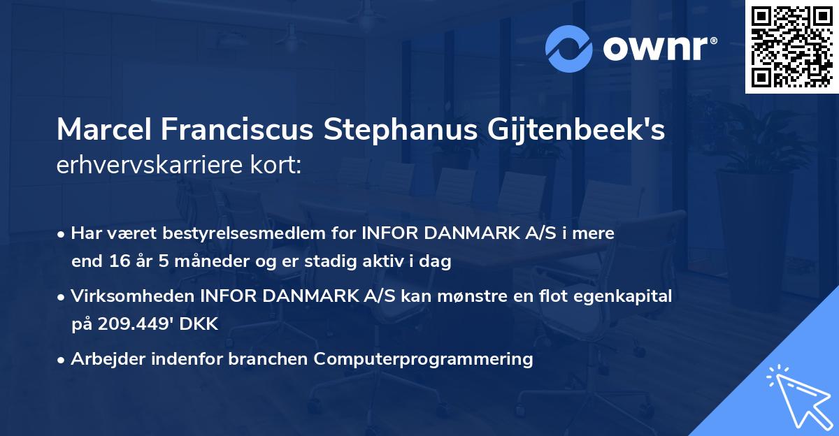 Marcel Franciscus Stephanus Gijtenbeek's erhvervskarriere kort