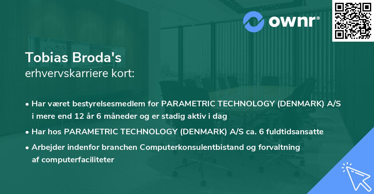 Tobias Broda's erhvervskarriere kort