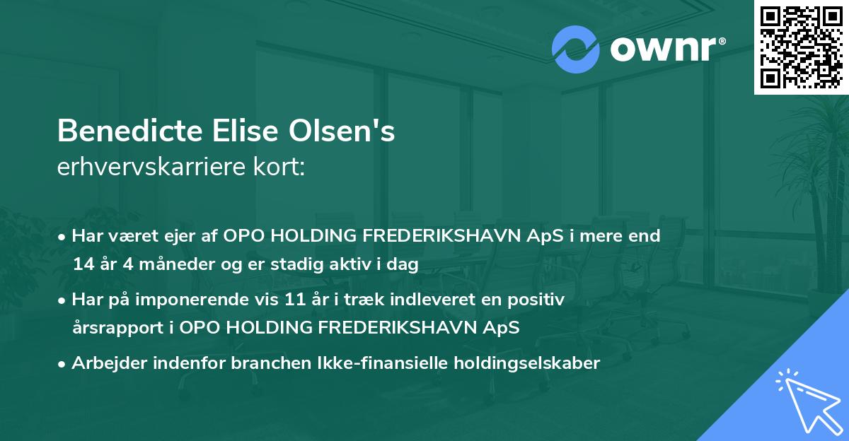 Benedicte Elise Olsen's erhvervskarriere kort