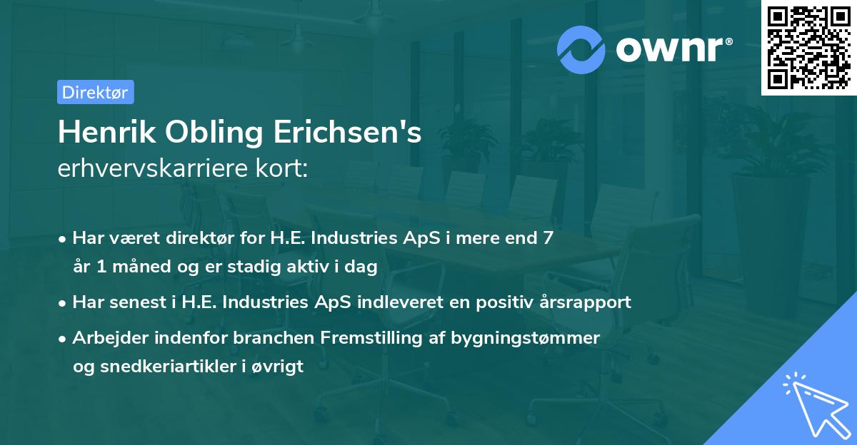 Henrik Obling Erichsen's erhvervskarriere kort