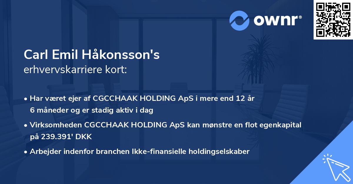 Carl Emil Håkonsson's erhvervskarriere kort