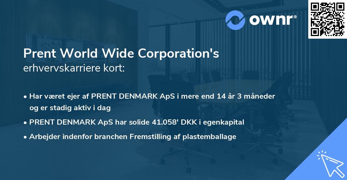 Prent World Wide Corporation's erhvervskarriere kort