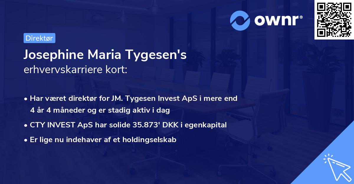 Josephine Maria Tygesen's erhvervskarriere kort