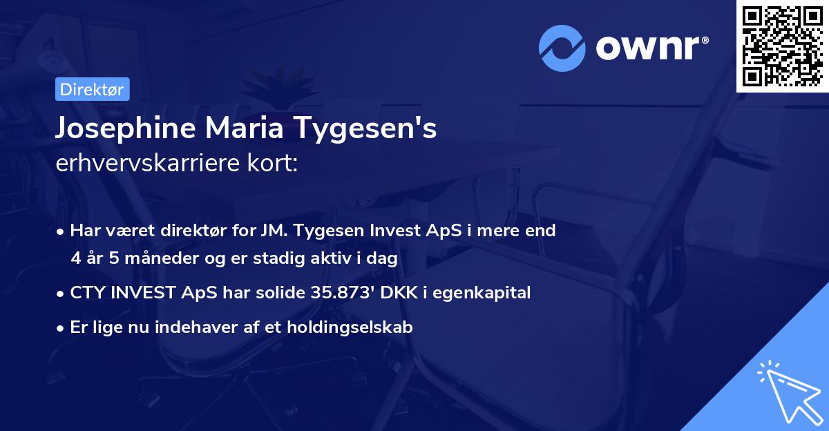 Josephine Maria Tygesen's erhvervskarriere kort