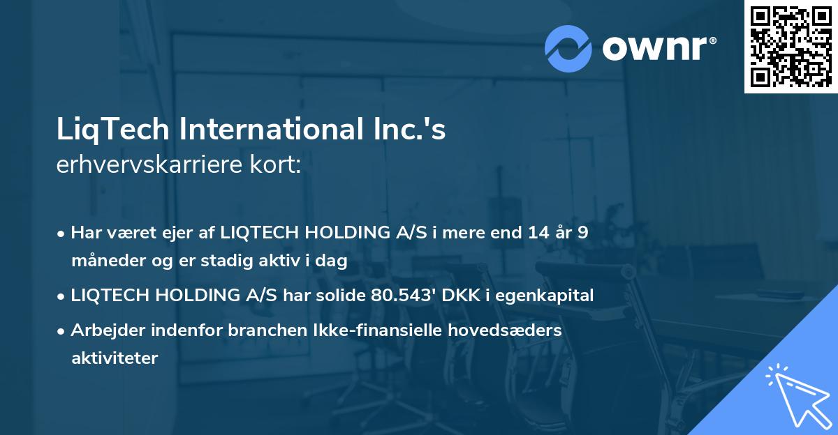 LiqTech International Inc.'s erhvervskarriere kort