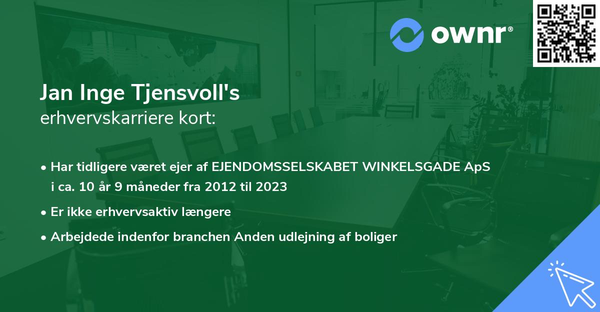 Jan Inge Tjensvoll's erhvervskarriere kort