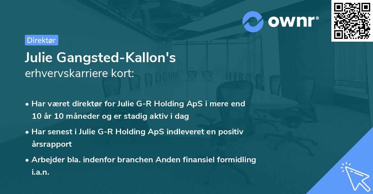 Julie Gangsted-Kallon's erhvervskarriere kort