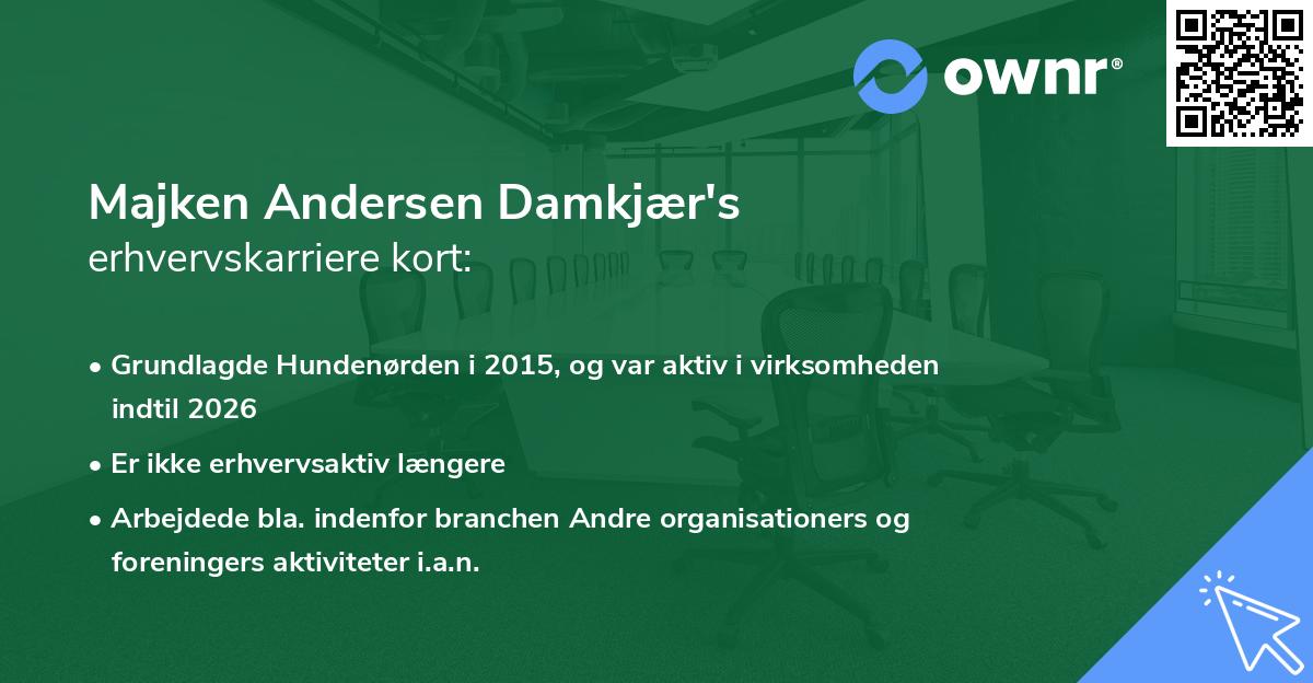 Majken Andersen Damkjær's erhvervskarriere kort
