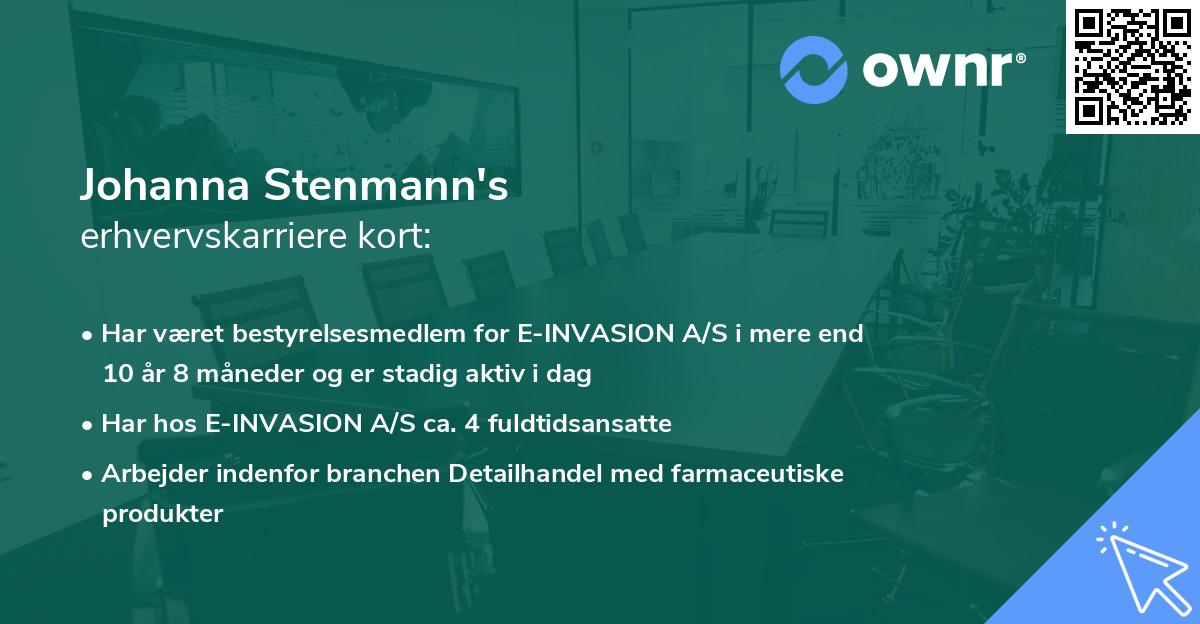 Johanna Stenmann's erhvervskarriere kort