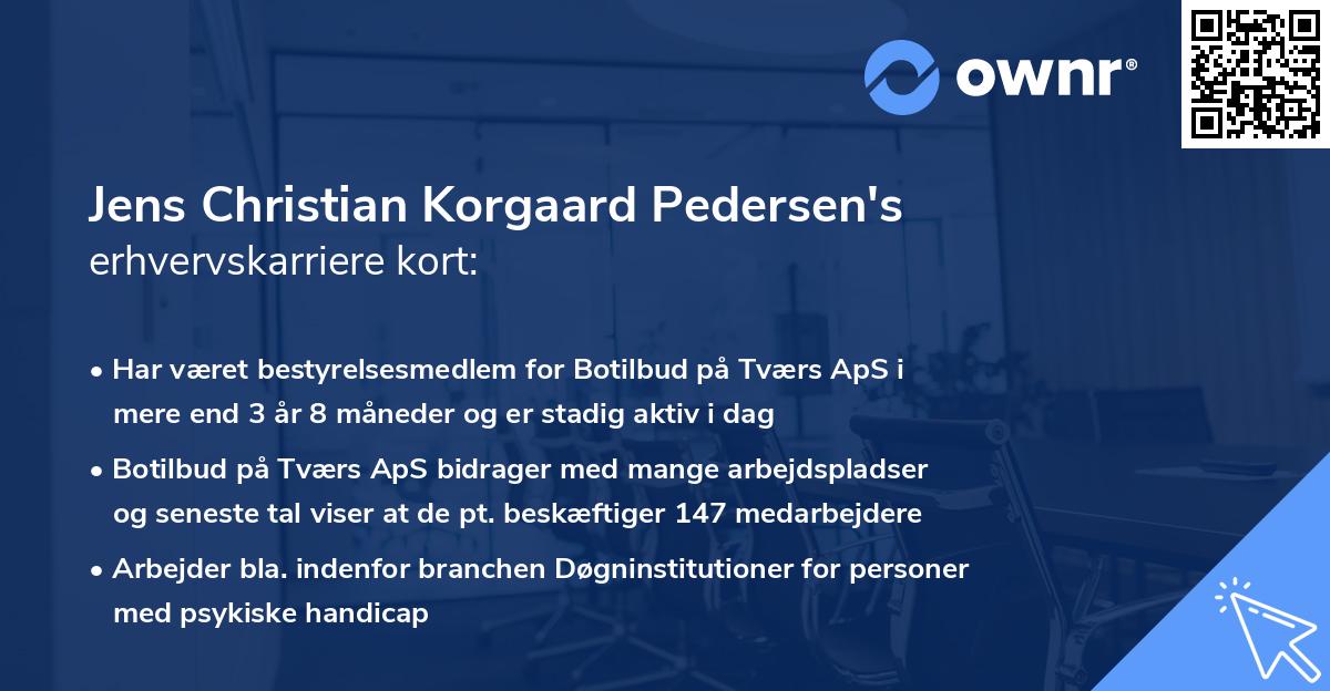 Jens Christian Korgaard Pedersen's erhvervskarriere kort