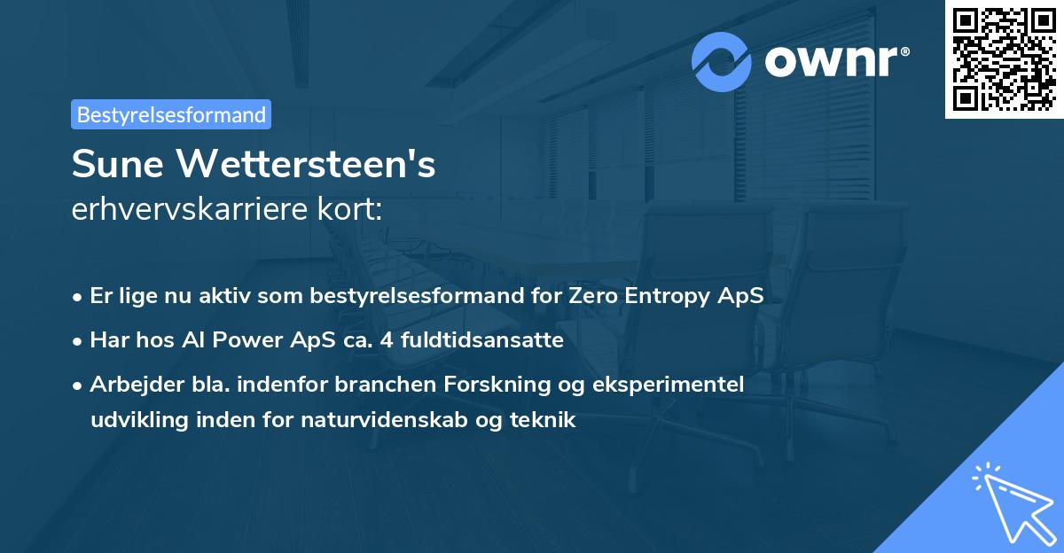 Sune Wettersteen's erhvervskarriere kort