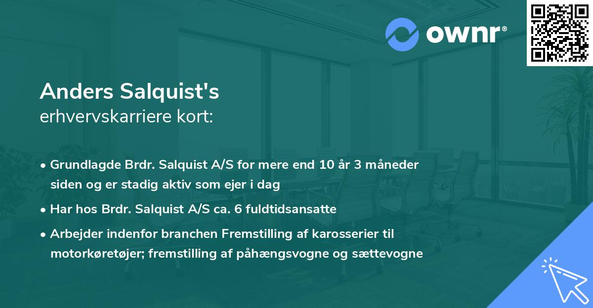 Anders Salquist's erhvervskarriere kort