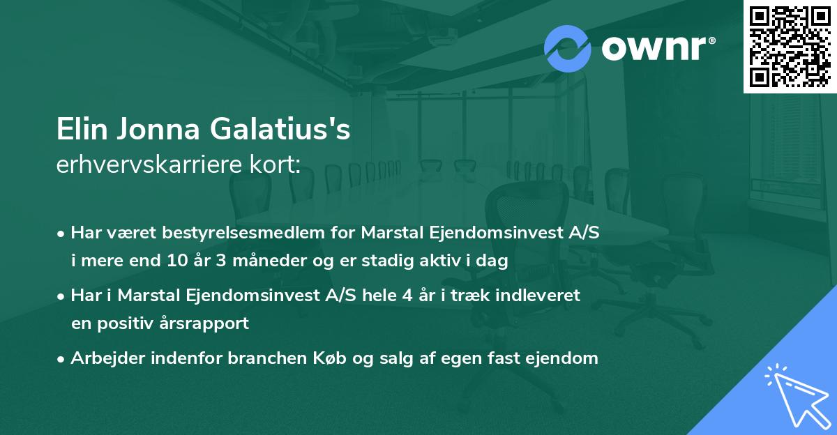 Elin Jonna Galatius's erhvervskarriere kort