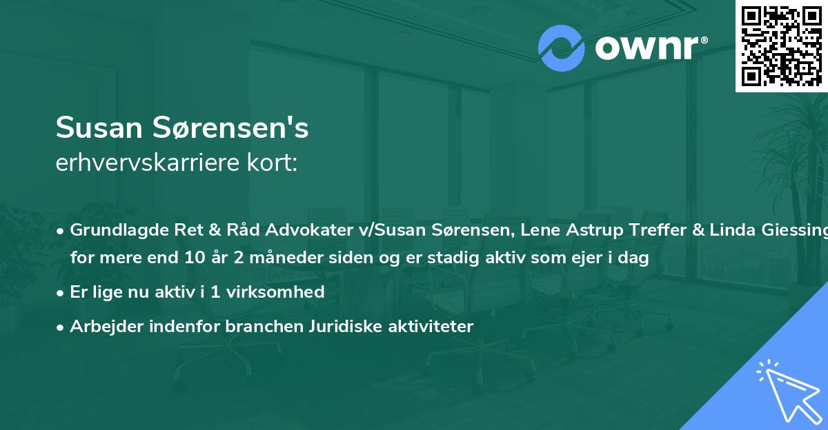 Susan Sørensen's erhvervskarriere kort
