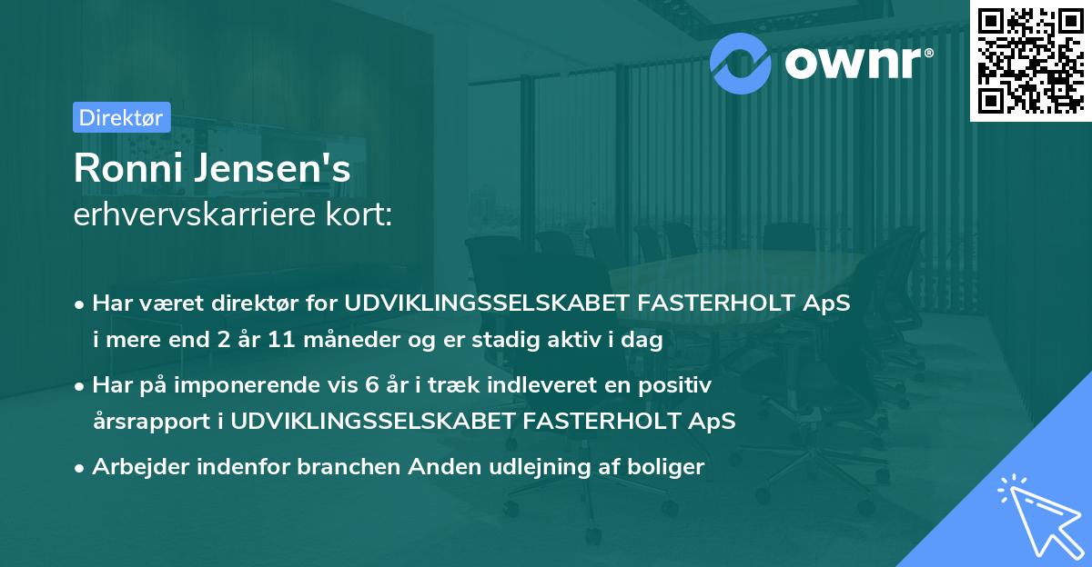 Ronni Jensen's erhvervskarriere kort