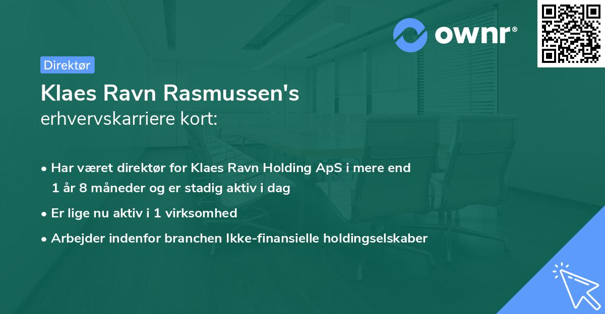 Klaes Ravn Rasmussen's erhvervskarriere kort