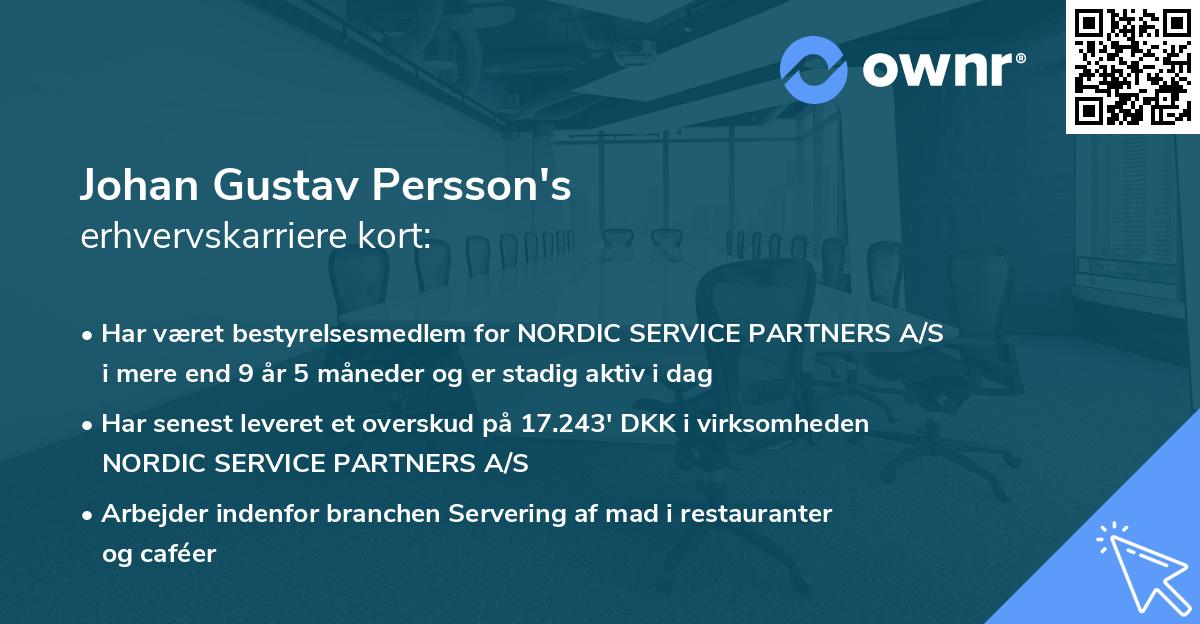 Johan Gustav Persson's erhvervskarriere kort