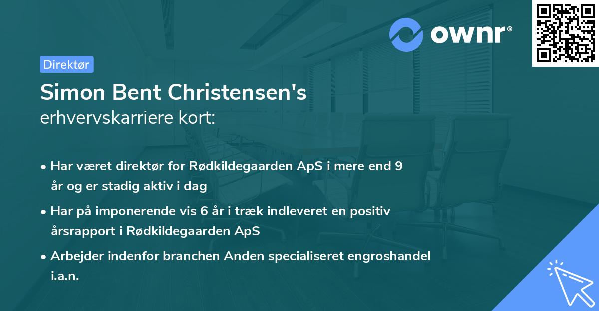 Simon Bent Christensen's erhvervskarriere kort
