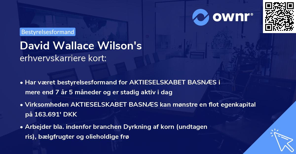 David Wallace Wilson's erhvervskarriere kort