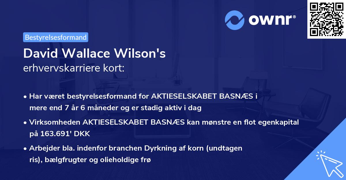 David Wallace Wilson's erhvervskarriere kort