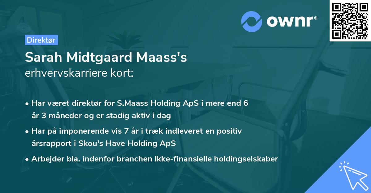 Sarah Midtgaard Maass's erhvervskarriere kort