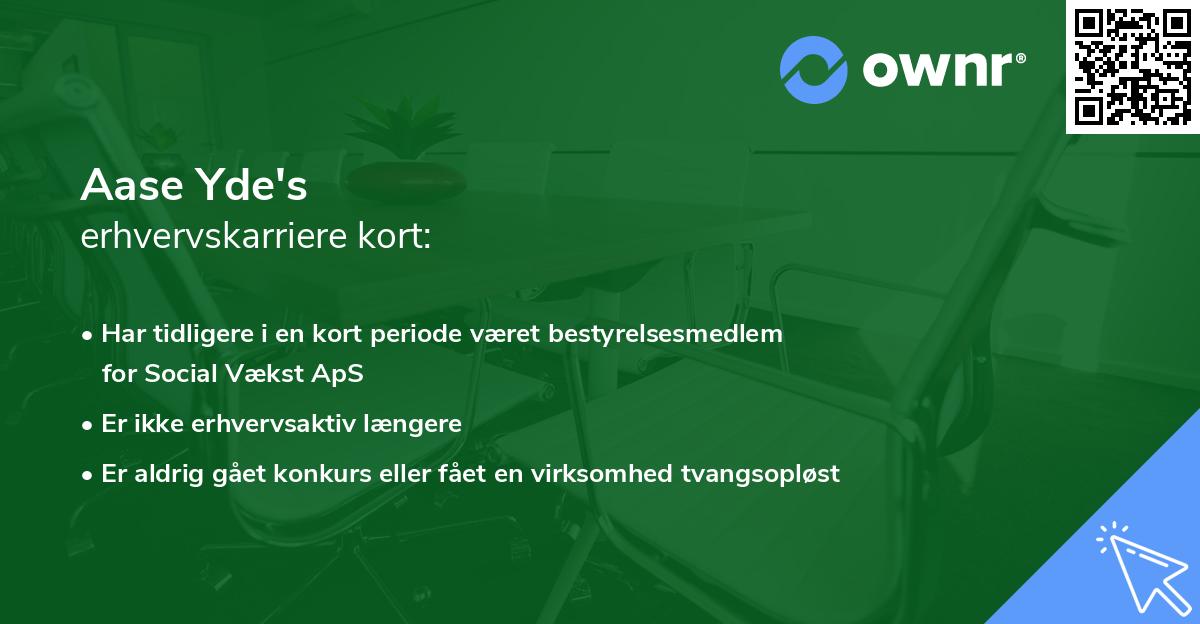 Aase Yde's erhvervskarriere kort