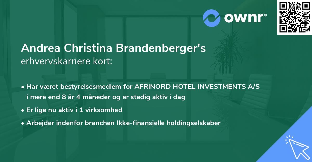 Andrea Christina Brandenberger's erhvervskarriere kort