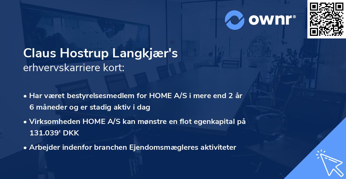 Claus Hostrup Langkjær's erhvervskarriere kort