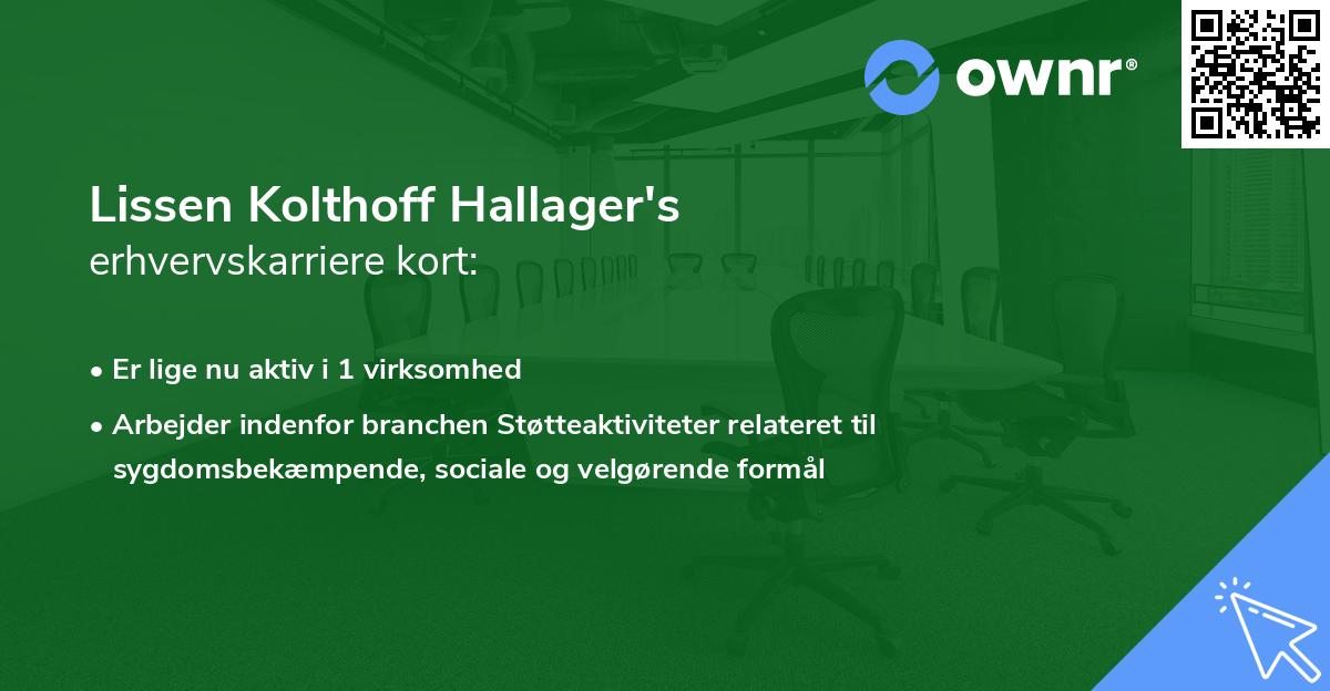 Lissen Kolthoff Hallager's erhvervskarriere kort