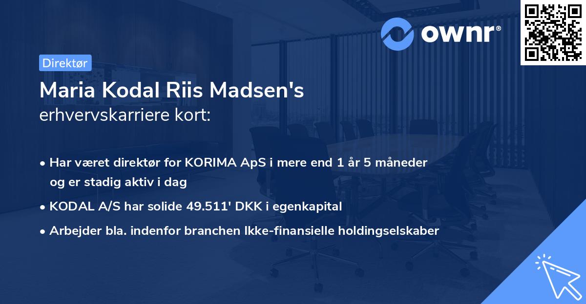 Maria Kodal Riis Madsen's erhvervskarriere kort