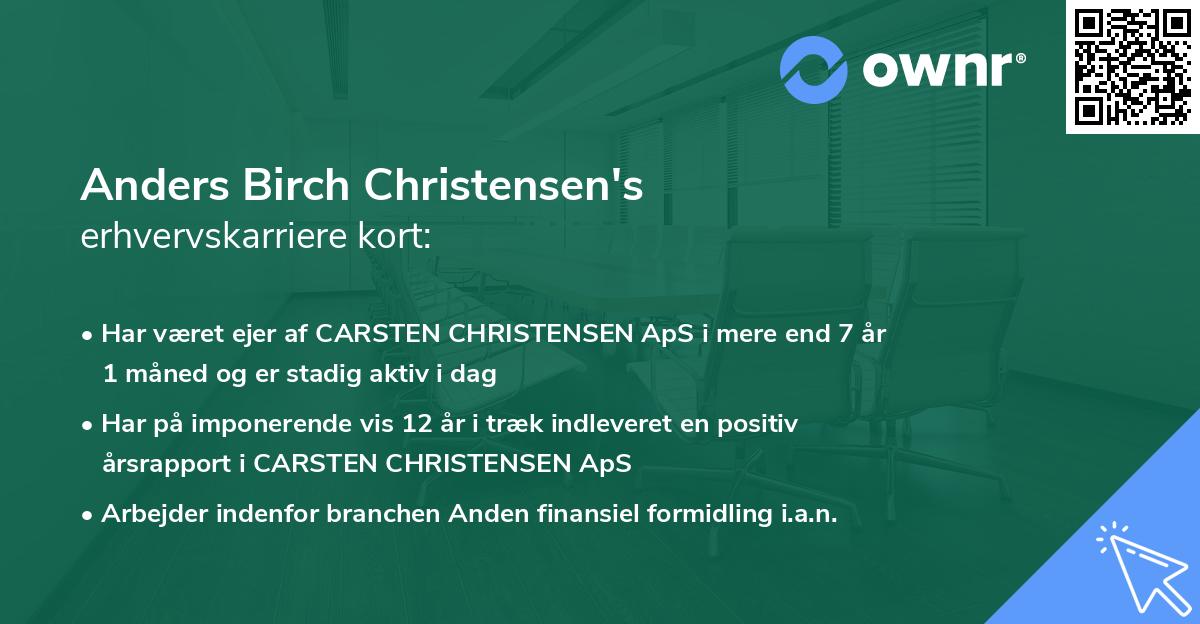Anders Birch Christensen's erhvervskarriere kort