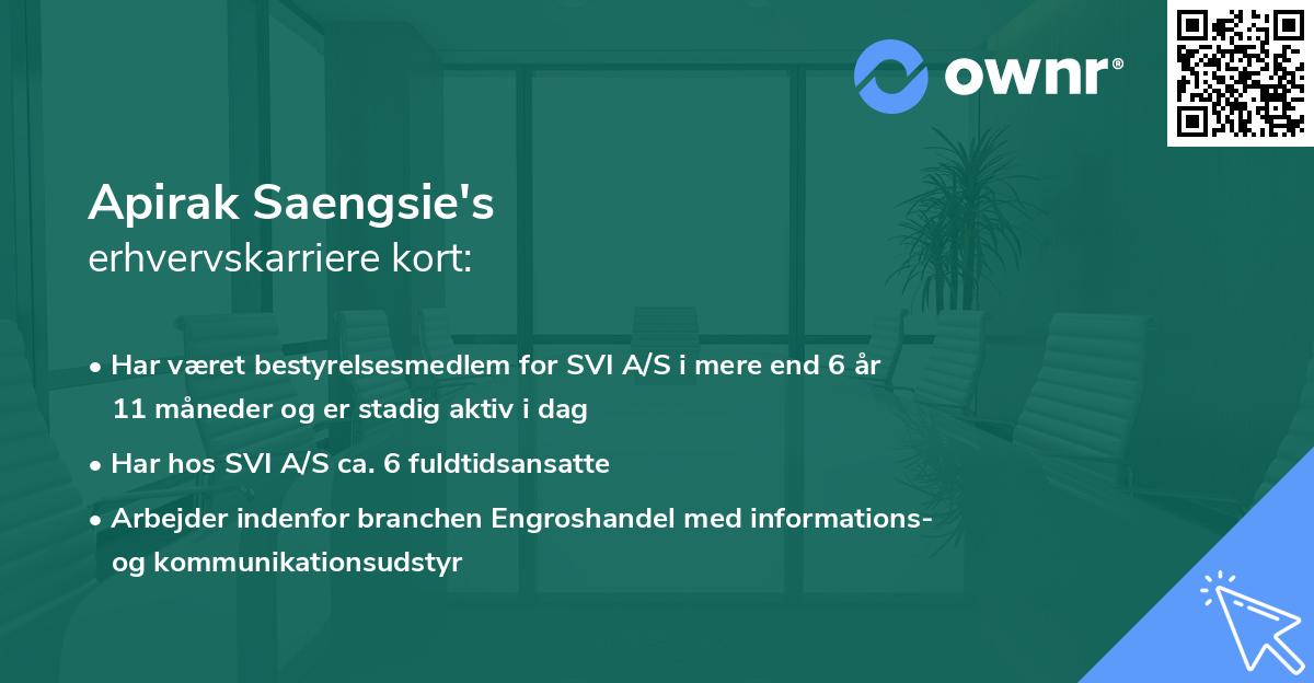 Apirak Saengsie's erhvervskarriere kort