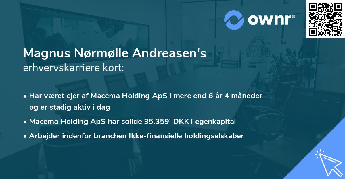 Magnus Nørmølle Andreasen's erhvervskarriere kort