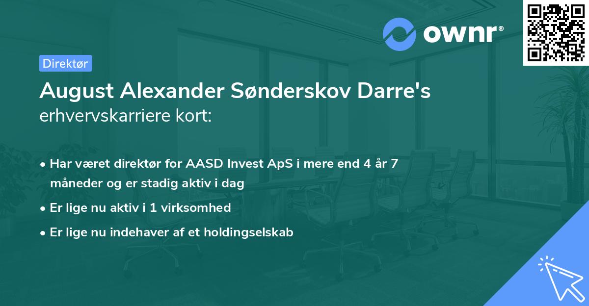 August Alexander Sønderskov Darre's erhvervskarriere kort