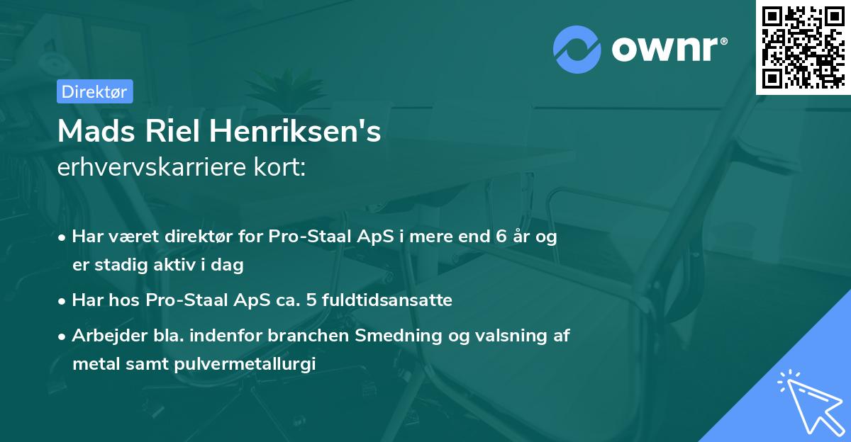 Mads Riel Henriksen's erhvervskarriere kort