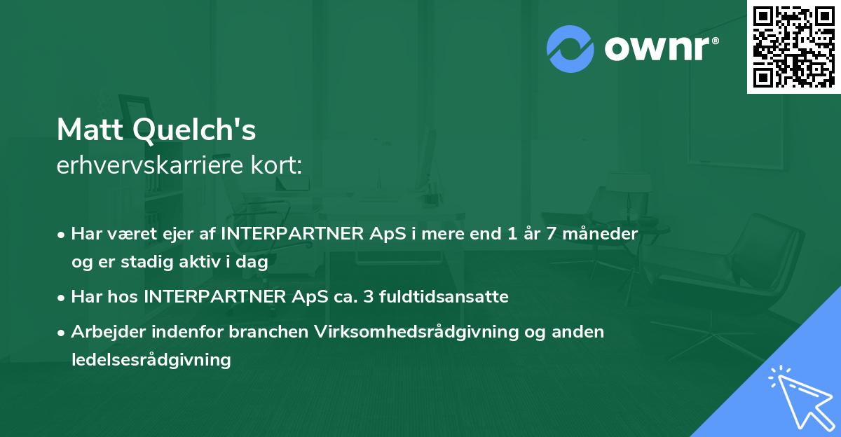 Matt Quelch's erhvervskarriere kort