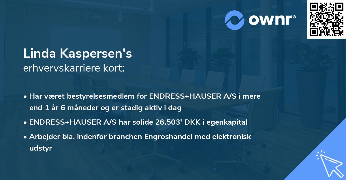 Linda Kaspersen's erhvervskarriere kort