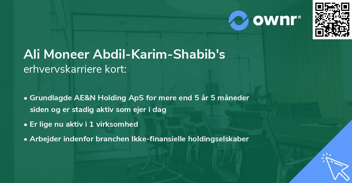 Ali Moneer Abdil-Karim-Shabib's erhvervskarriere kort