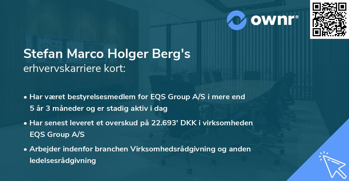 Stefan Marco Holger Berg's erhvervskarriere kort