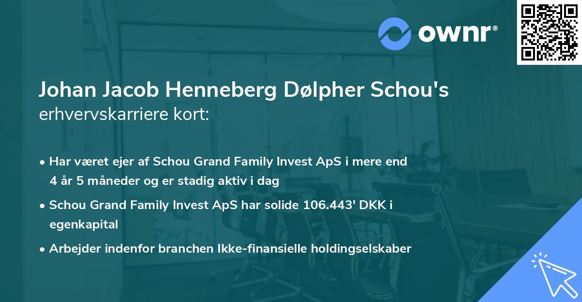 Johan Jacob Henneberg Dølpher Schou's erhvervskarriere kort